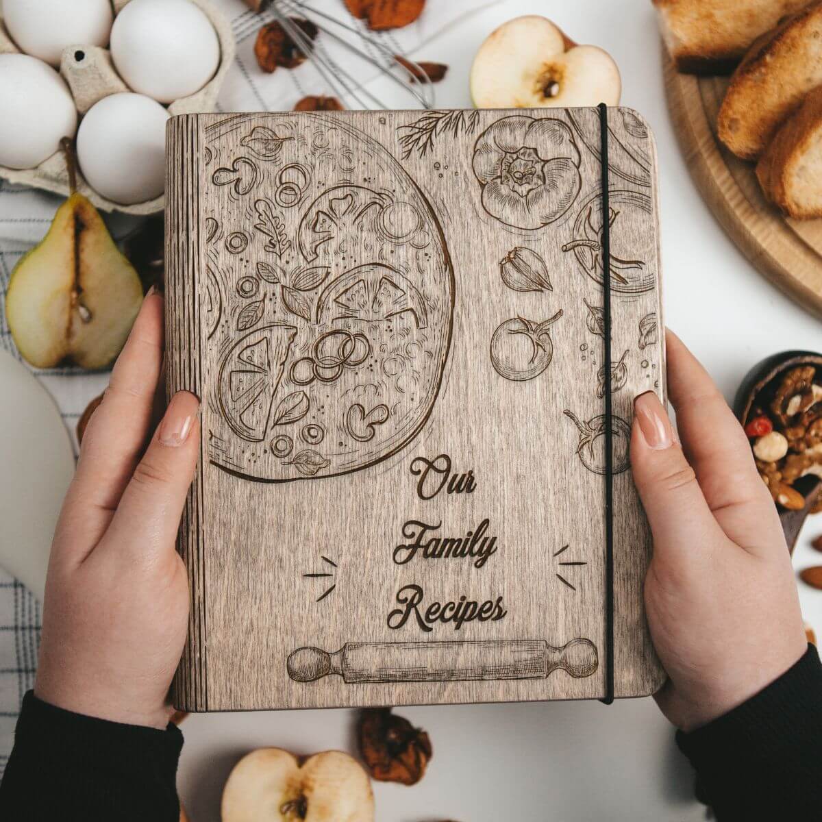 recipe book on wood