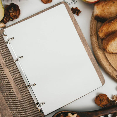 cooking book on natural wood